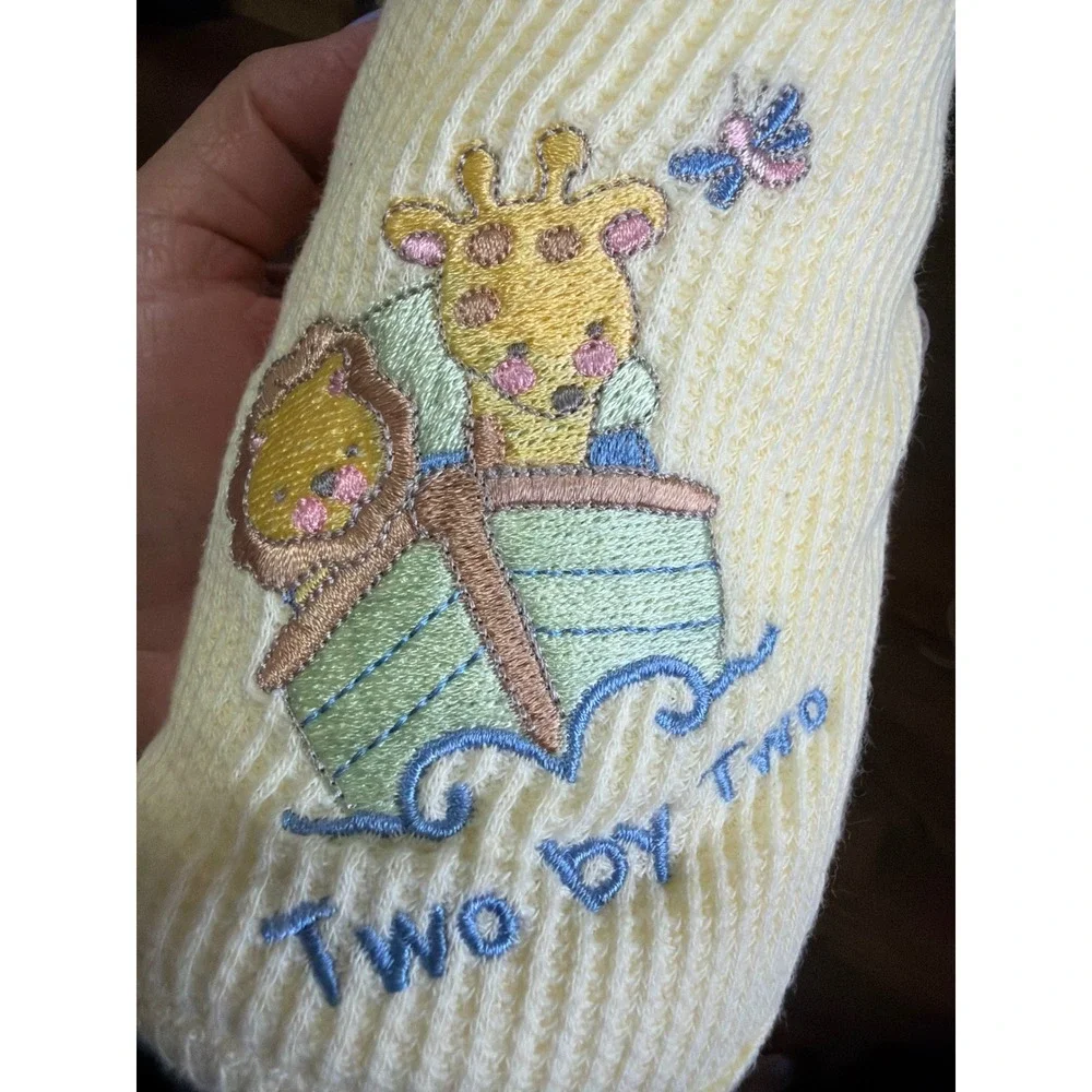 NEW Vintage Y2K Circo Baby  Thermal Knit Receiving Blanket Yellow Noahs Ark